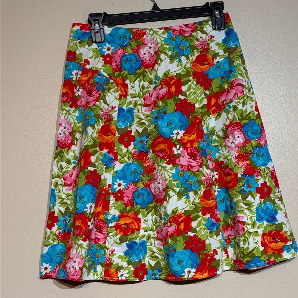 Live a Little Vibrant Floral A-Line Skirt - Red, Blue, Green